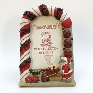 Vintage 1993 Dezine Mouse Collection Christmas Themed Desktop Photo Frame